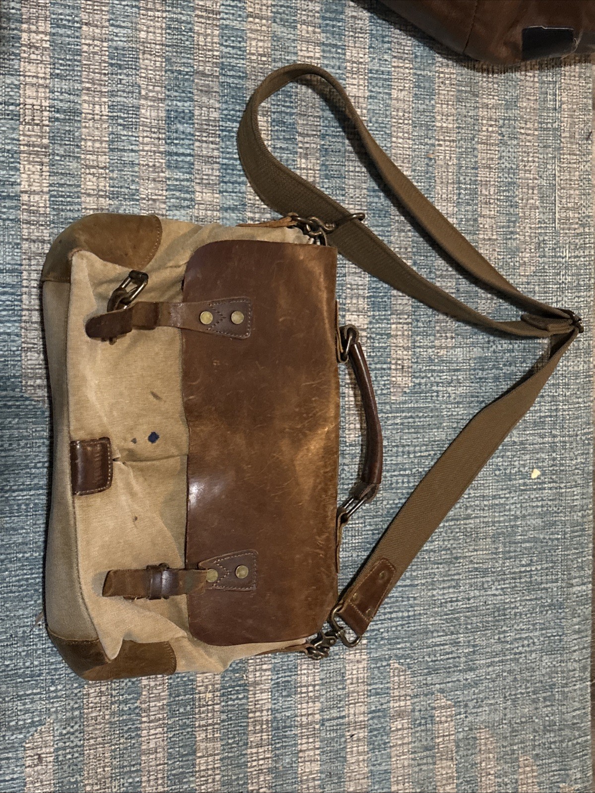 Lifewit Brown Messenger Bag 16&rdquo; Cowhide Leather Canvas Sta