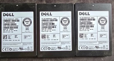 (3) Dell 960GB SATA Mixed use SSD hard drives from healthy server, RAID 5 ready!