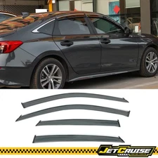 Fits 22-26 Honda Civic Sedan Acrylic Window Visors Rain Sun Guard W/ Chrome Trim