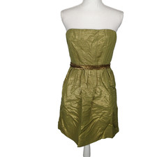 VERA WANG LAVENDER LABEL Designer Dress 8 metallic Green Gold Strapless pockets