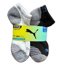 Puma 10 Pair Low Cut Socks Moisture Wicking Shoe Size 4-9.5 Youth NWT