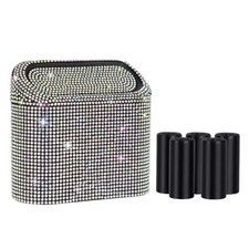 eing Car Trash Can with Lid, Bling Crystal Mini Vehicle Trash Bin Car Dustbin...