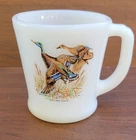 Vintage Fire King Oven Ware Mallard Duck Milk Glass 8oz Mug Coffee Cup White