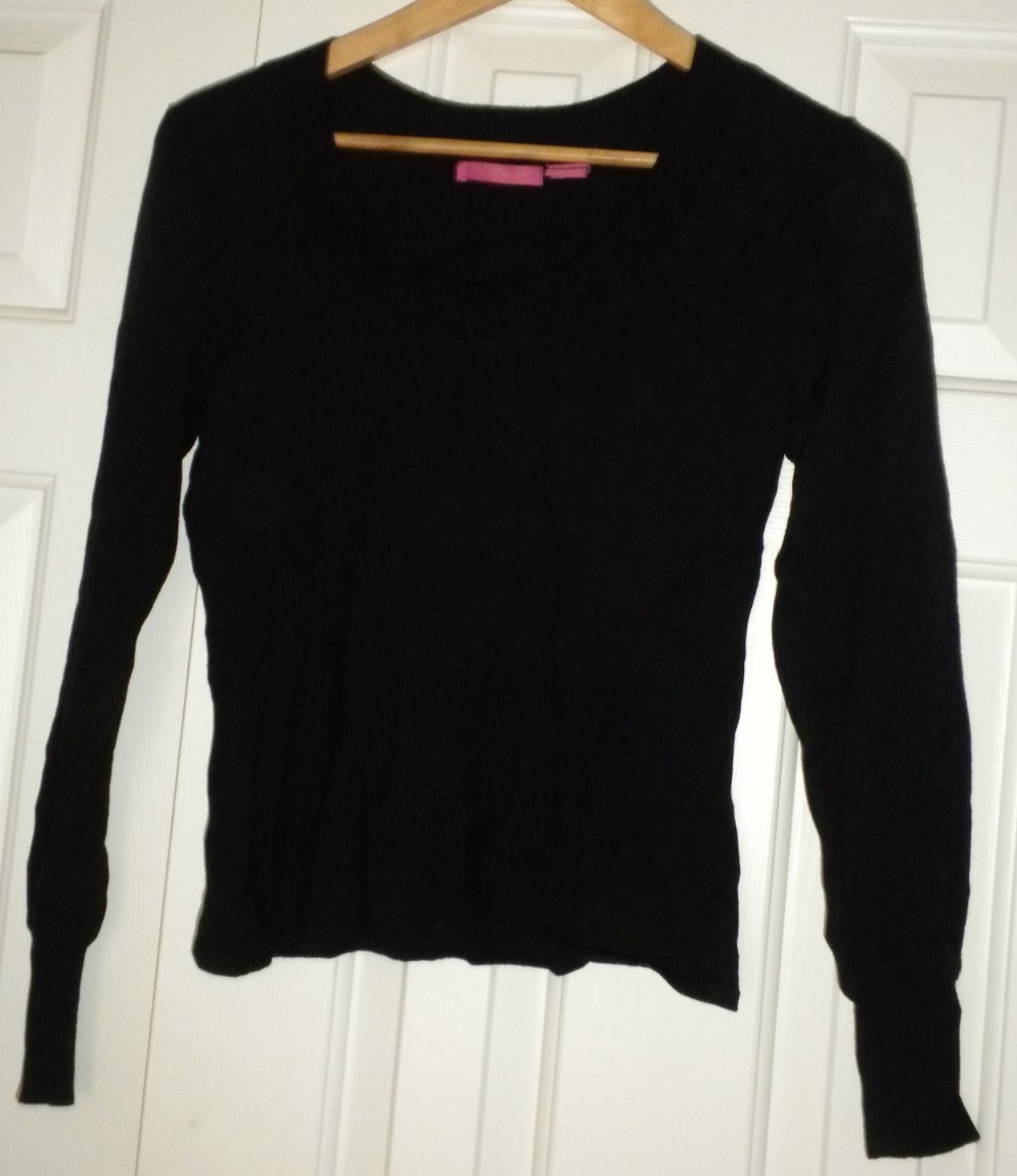 Ladies L Thalia Sodi Black Long Sleeved Sweater Large L Rayon & Nylon Round Neck