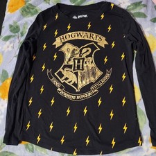 Wizarding World Of Harry Potter. Hogwarts Black and Gold Long Sleeve Tee Size XL