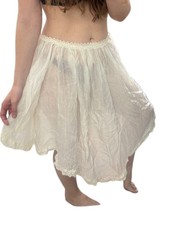 Vintage Sheer White ruffled layered Lace-Trim Skirt petticoat asymmetrical sz L