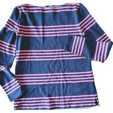 Talbots Cotton Striped Sweater Size XS 3/4 Sleeve Pink  Blue
