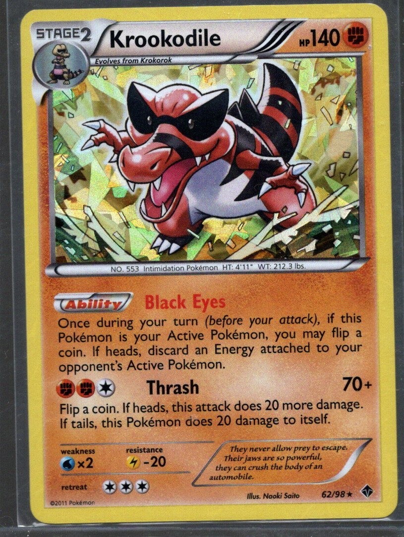 Pokemon TCG Emerging Powers Krookodile Cracked Ice Holo Card 62/98 - NM