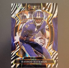 🦓 Panini 2025 Select Zebra Prizm Concourse Rashod Bateman #62 Ravens NFL