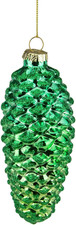Shiny Pine Cone Glass Christmas Ornament - 5" - Green