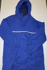 Lands' End Hooded Jacket Blue Reflective Mesh Lining Unisex Kids L 14-16 