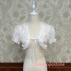 Lady Chiffon Cardigan Cropped Top Sheer Bolero Blouse Lace Up Shawl Lolita White
