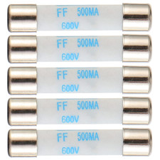 Digital Multimeter Fuse 0.5A 500Ma 600V DC Fast Acting Nickel-Plated Brass Ceram