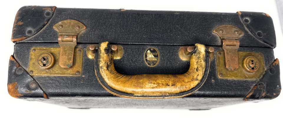 Maleta de equipaje vintage Winship negra retro rígida equipaje Foto 3 de 4