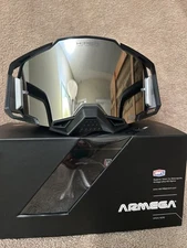 Extra Clear Lens and Tear Offs 100% Black Armega HiPer Goggles Mirrored