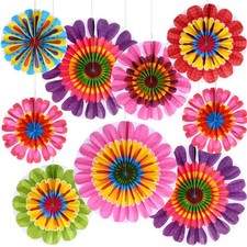 Hanging Paper Flowers, 9 Pcs, Wedding Party Decor, Multicolor