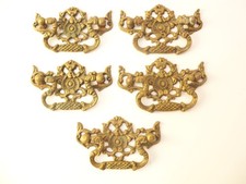 5 Antique Ornate Bronze Brass Drawer Dresser Pulls 3 1/2 x 2 1/8 inches