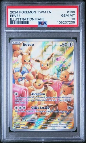 2024 POKEMON TWM EN-TWILIGHT MASQUERADE #188 EEVEE ILLUSTRATION RARE Psa 10