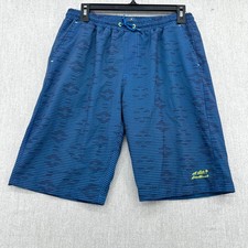 Eddie Bauer Swim Shorts Kids XL 18/20 Blue Striped Board Trunks Mesh Lining