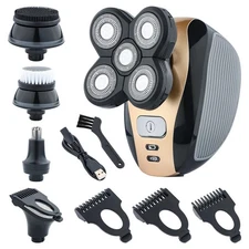 5-in-1 Rotary Electric Shaver 4D Rechargeable Bald Head Hair Beard Trimmer Razor