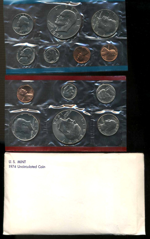 1974 P D MINT SET U.S PHILIDELPIA+DENVER Government Packaging OGP COIN PD#410