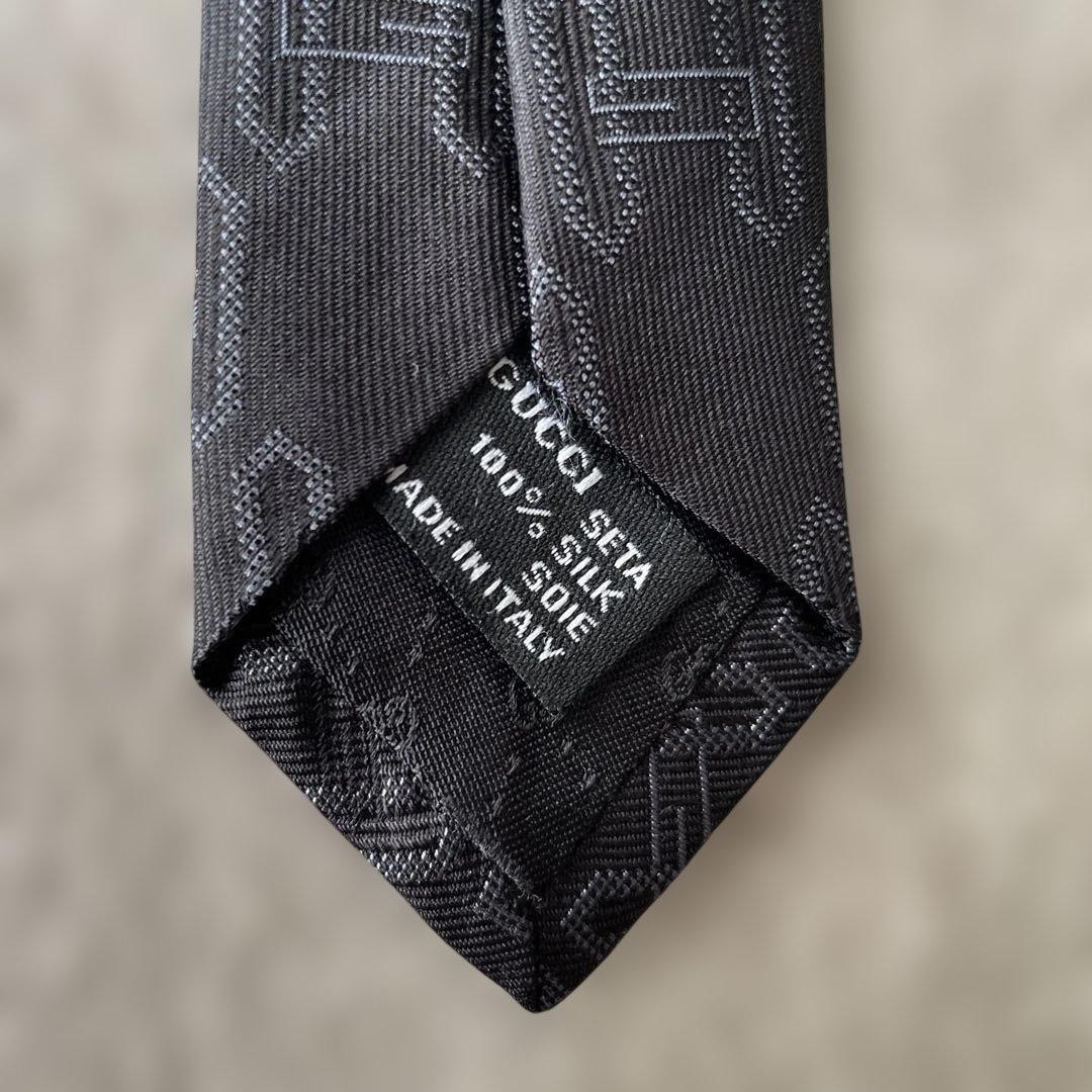 Authentic GUCCI Black G Pattern Silk Necktie Luxu… - image 7