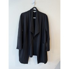 Max Studio Black Scuba Knit Open Front Pockets Blazer Jacket 2X Bohemian Classic