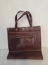 Vtg 1970's Zipped Pocket Handbag Red Bordeaux Leather Vinyl Purse Woman Classic