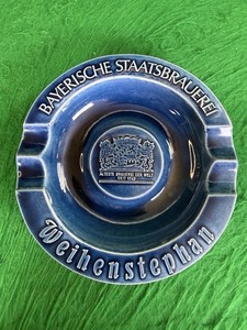 Weihenstephan Oldest Brewery in the World Blue Ceramic Ashtray Germany