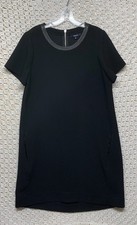 Madewell Knee Dress Womens Sz M Black Short Sleeve Crew Neck