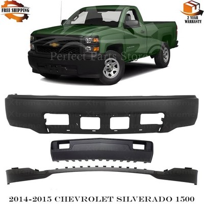 Front Bumper Paintable & Skid Plate Kit For 2014-2015 Chevrolet Silverado 1500