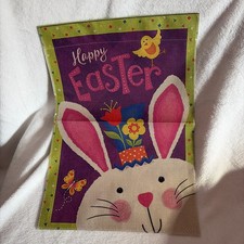 Happy Easter Bunny, Colorful Burlap Garden Flag NWT