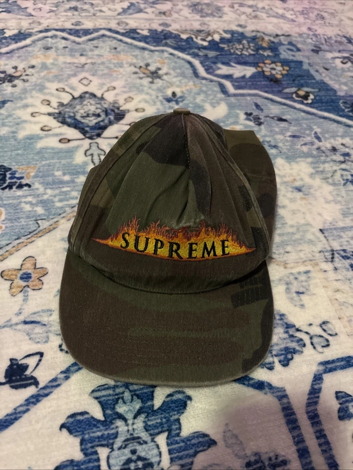 Supreme Vintage Fire Camo Corduroy Strap Back Hat - Image 2 of 4
