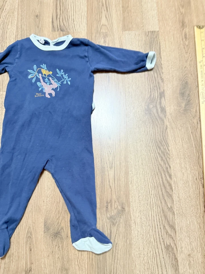 Petit Bateau One Piece, Infant Size 6M, Blue Green Brown Yellow, Sleepwear - Image 4 of 4