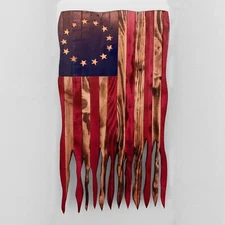 Vertical War torn Rustic Betsy Ross American Flag