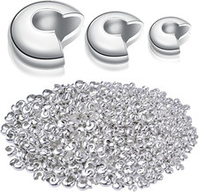 600Pcs Silver Crimp Bead Knot Covers Metal Half round Open Crimp Beads Knot Cove
