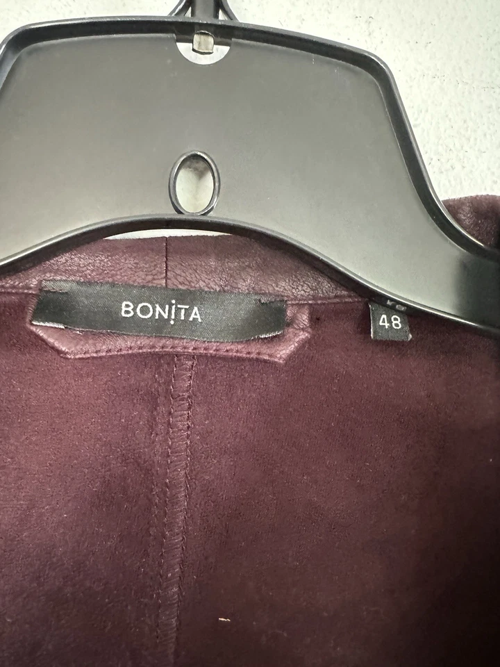 Bonita Womens Faux Suede Eggplant Purple Lagenlook Blazer Jacket, Size 48 US 14 - Image 4 of 4