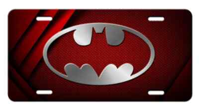 Simulated Steel Look Batman Logo Aluminum License Plate Tag New Silver ...