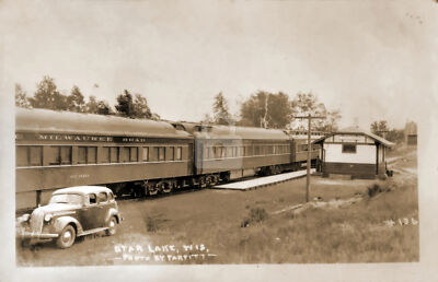 #ad #ad Star Lake WI Wisconsin Train Depot 1 RPPC Photo Postcard COPY $4.95