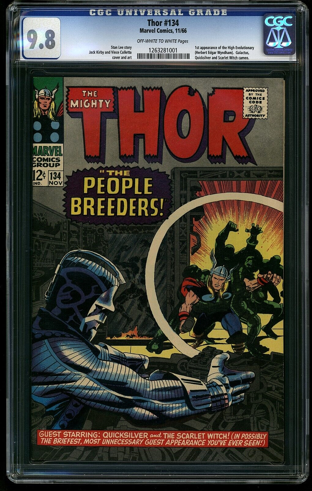 THOR #134~CGC 9.8~Marvel 1966~1ST HIGH EVOLUTIONARY~Only Seven 9.8's~Best Copy!