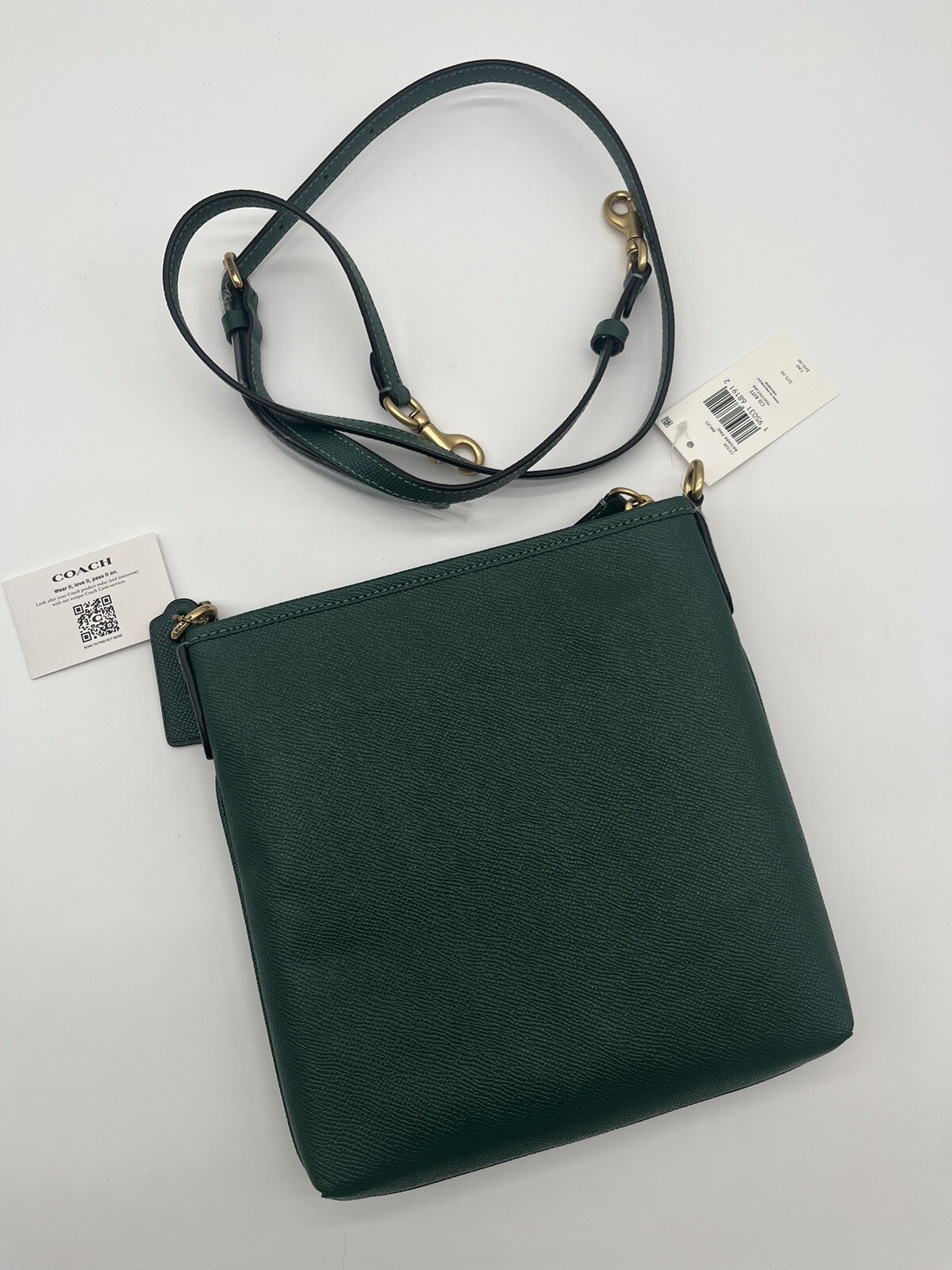 NWT 175 Coach Kitt Crossbody Messenger Crossgrain Leather Dark Pine