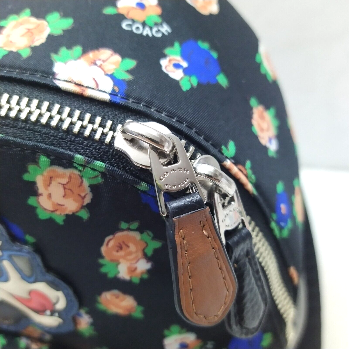 Coach Mini Charlie Tea Rose Floral Printed Nylon Zipper 