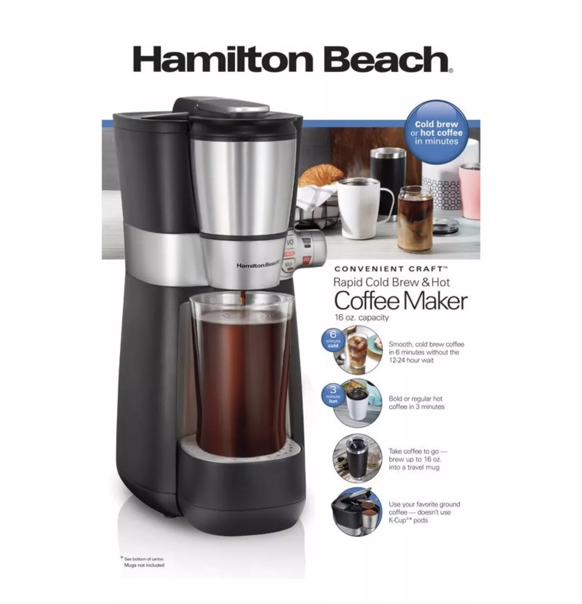 Hamilton Beach Convenient Craft Rapid Cold Brew & Hot Coffee Maker, White