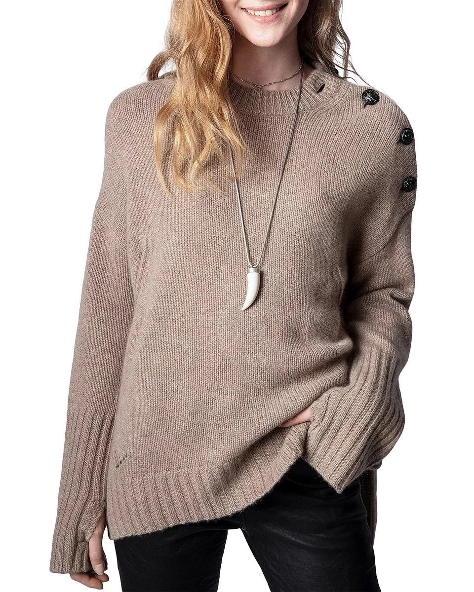 2022 Zadig Voltaire Malta Button Cashmere Sweater Top Pullover
