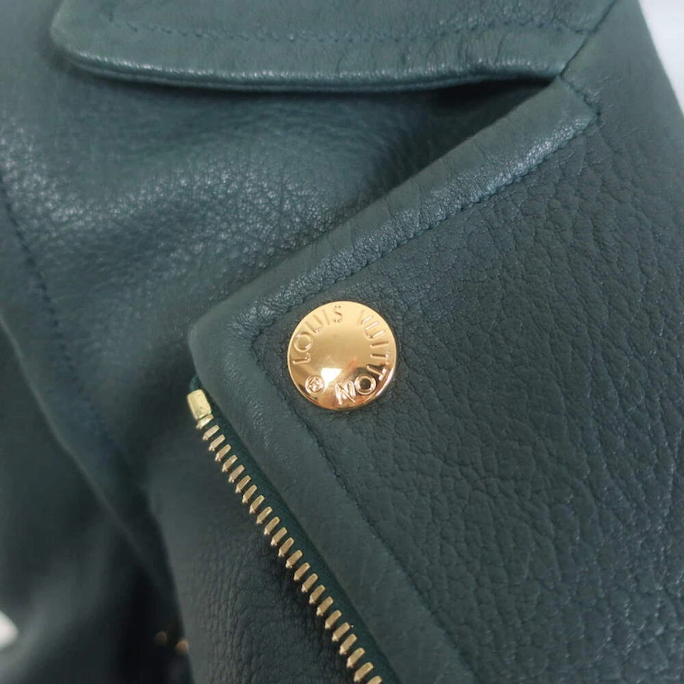 Louis Vuitton Convertible Biker Jacket Vest Emerald Leather Size 36 - Image 4 of 4