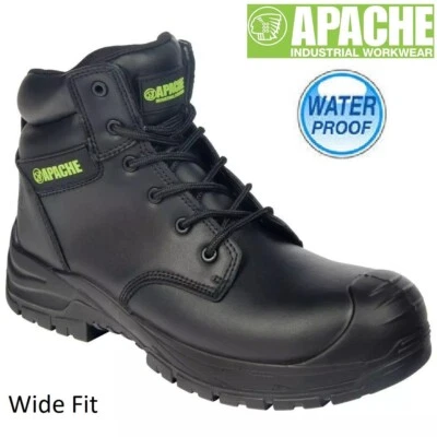 New APACHE S7 Safety Boot Leather Waterproof Composite Toe Midsole Work Ankle Sz