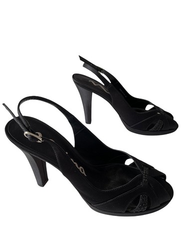 NINA Black Satin Evening Shoes Dress 