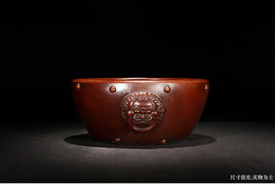 7.7'' Vintage Chinese Lion's head Yixing Zisha Plant Pot Handmade Bonsai Decor