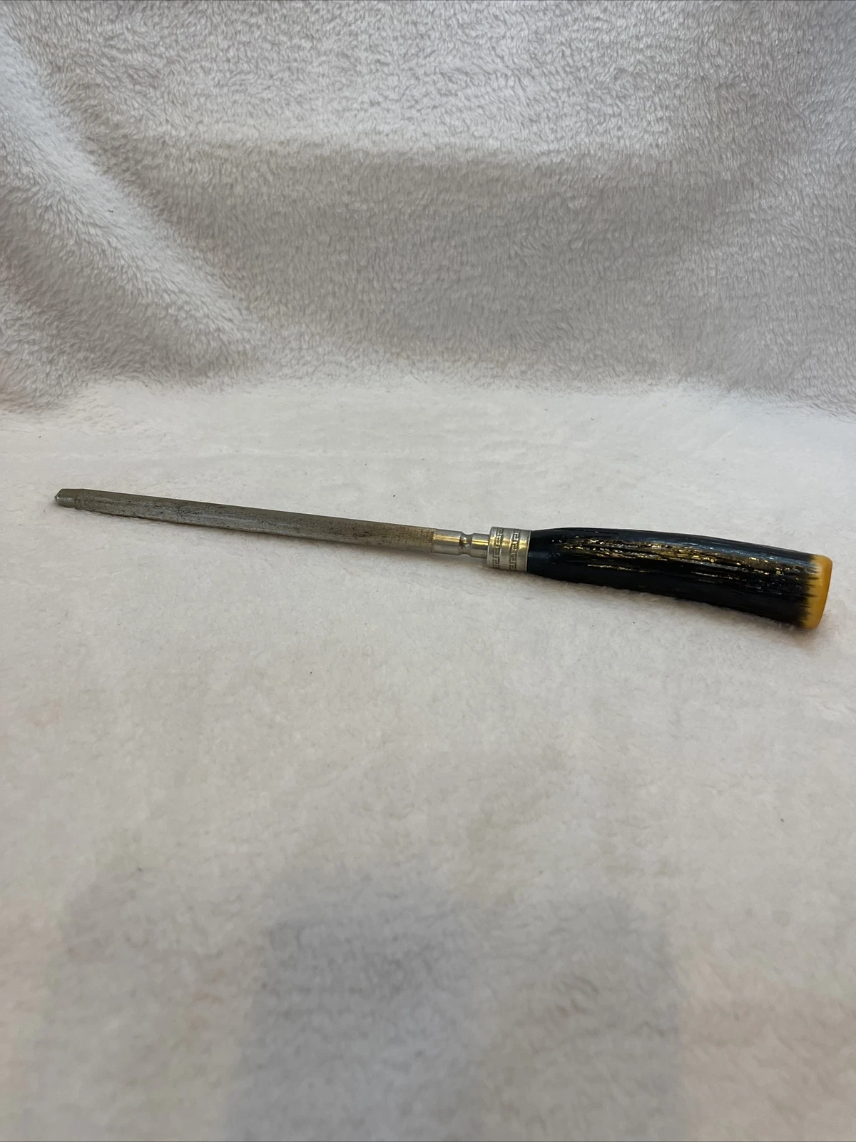 Sharpening Steel Rod vintage knife Honing faux wood/bone 12" with 7" steel