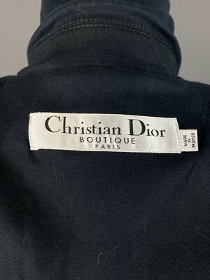 Vintage Women CHRISTIAN DIOR BOUTIQUE Black Cotton Snap Coat